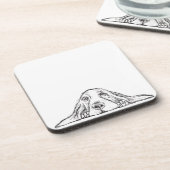 バセットハウンドシンプル白黒子犬の目 コースター (左側)