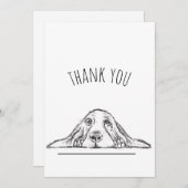 バセットハウンドシンプル白黒子犬の目 サンキューカード (正面/裏面)