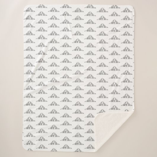 バセットハウンドシンプル白黒子犬の目 シェルパブランケット (正面)