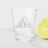 バセットハウンドシンプル白黒子犬の目 ショットグラス (裏面)