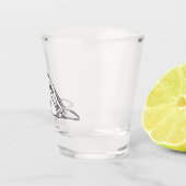 バセットハウンドシンプル白黒子犬の目 ショットグラス (右)