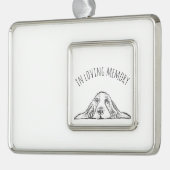 バセットハウンドシンプル白黒子犬の目 シルバープレートフレームオーナメント (左)