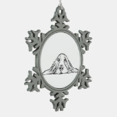 バセットハウンドシンプル白黒子犬の目 スノーフレークピューターオーナメント (左)