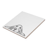 バセットハウンドシンプル白黒子犬の目 タイル (側面)