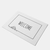 バセットハウンドシンプル白黒子犬の目 ドアマット (アングル)