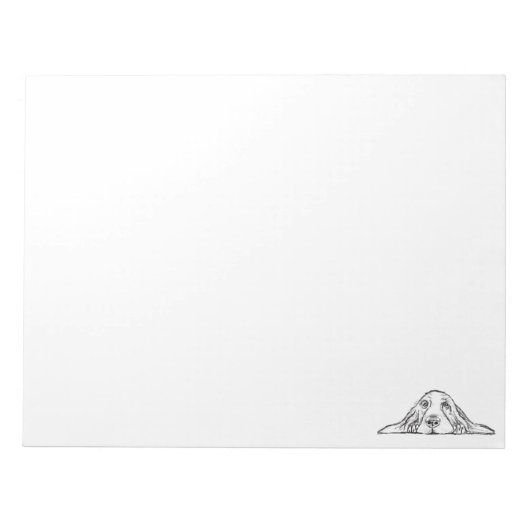 バセットハウンドシンプル白黒子犬の目 ノートパッド (正面)