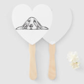 バセットハウンドシンプル白黒子犬の目 ハンドファン (正面&裏面)