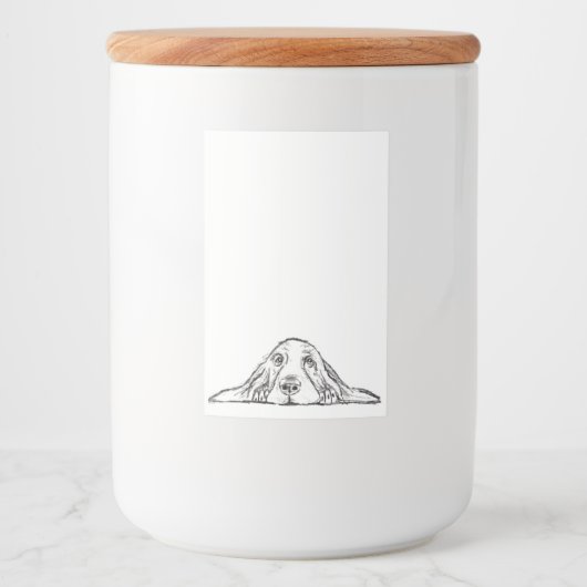 バセットハウンドシンプル白黒子犬の目 フードラベル (正面)