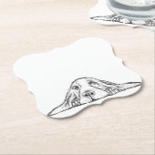 バセットハウンドシンプル白黒子犬の目 ペーパーコースター (アングル)