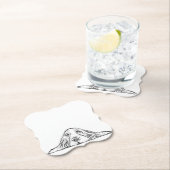 バセットハウンドシンプル白黒子犬の目 ペーパーコースター (インサイチュ)