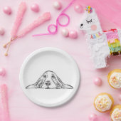 バセットハウンドシンプル白黒子犬の目 ペーパープレート (パーティー)