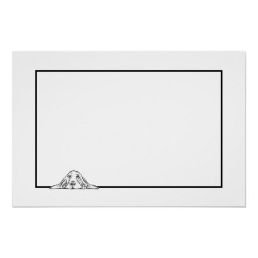 バセットハウンドシンプル白黒子犬の目 ポスター (正面)