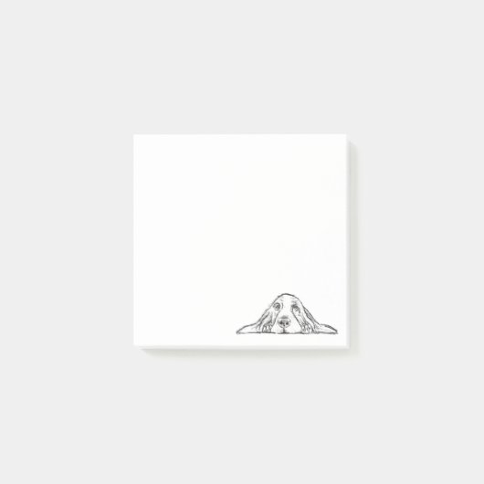 バセットハウンドシンプル白黒子犬の目 ポストイット (正面)