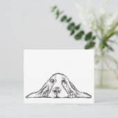 バセットハウンドシンプル白黒子犬の目 ポストカード (スタンド正面)