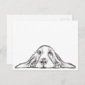 バセットハウンドシンプル白黒子犬の目 ポストカード (正面/裏面)