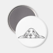 バセットハウンドシンプル白黒子犬の目 マグネット (正面/裏面)