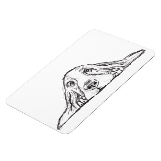 バセットハウンドシンプル白黒子犬の目 マグネット (左側)