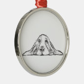 バセットハウンドシンプル白黒子犬の目 メタルオーナメント (右)