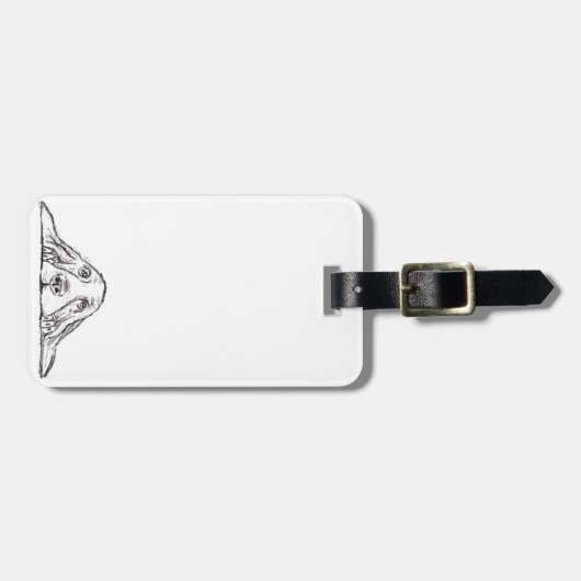 バセットハウンドシンプル白黒子犬の目 ラゲッジタグ (正面横)