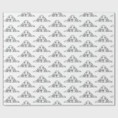 バセットハウンドシンプル白黒子犬の目 ラッピングペーパー (フラット)