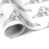 バセットハウンドシンプル白黒子犬の目 ラッピングペーパー (ロールコーナー)