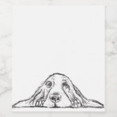 バセットハウンドシンプル白黒子犬の目 ワインラベル (シングルラベル)