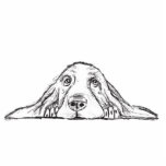 バセットハウンドシンプル白黒子犬の目 写真彫刻バッジ<br><div class="desc">どうして犬の目と耳の垂れ下がりが好きになれないの？あなたの人生で犬やバスセットハウンドの恋人のために完璧。</div>