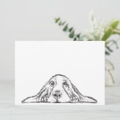 バセットハウンドシンプル白黒子犬の目 案内状 (スタンド正面)