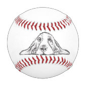 バセットハウンドシンプル白黒子犬の目 野球ボール (裏面)