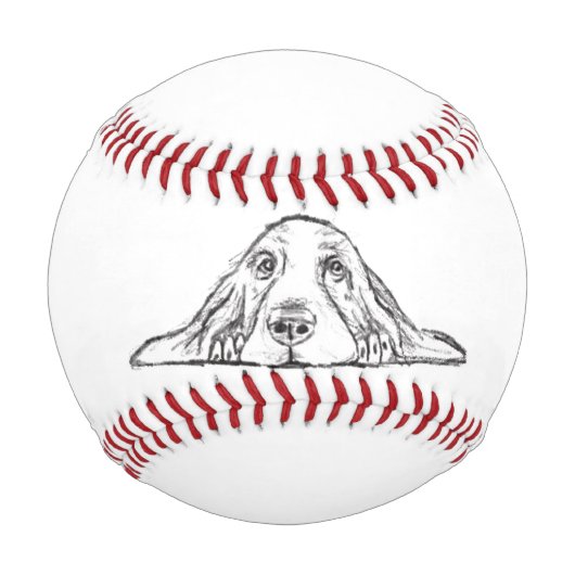 バセットハウンドシンプル白黒子犬の目 野球ボール (正面)
