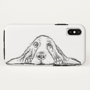 バセットハウンドシンプル白黒子犬の目 iPhone XSケース