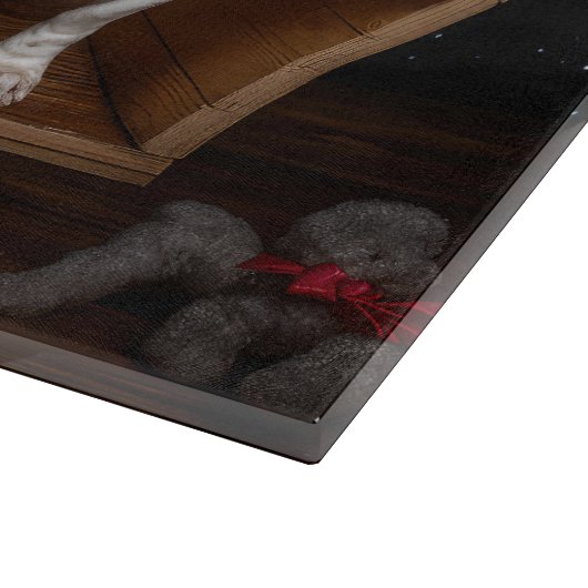 バセットハウンドスノーウィースライクリスマスデコール カッティングボード (角)