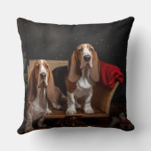 バセットハウンドスノーウィースライクリスマスデコール クッション (裏面)