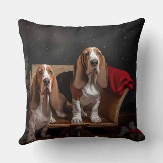 バセットハウンドスノーウィースライクリスマスデコール クッション (裏面)