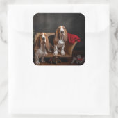 バセットハウンドスノーウィースライクリスマスデコール スクエアシール (バッグ)