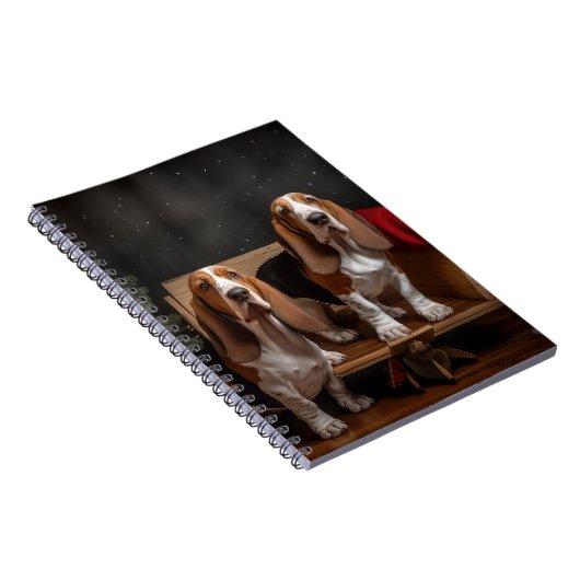 バセットハウンドスノーウィースライクリスマスデコール ノートブック (右側)