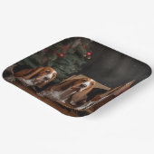 バセットハウンドスノーウィースライクリスマスデコール ペーパープレート (傾斜あり)