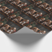 バセットハウンドスノーウィースライクリスマスデコール ラッピングペーパー (角)