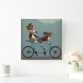 バセットハウンドタンデム スクエア壁時計 (ホーム)