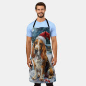 バセットハウンドドウインターワーワンダーランドクリスマスジョイ エプロン (着用した状態)