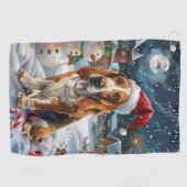 バセットハウンドドウインターワーワンダーランドクリスマスジョイ ゴルフタオル (横)