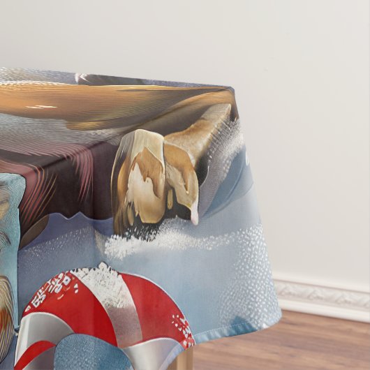 バセットハウンドドウインターワーワンダーランドクリスマスジョイ テーブルクロス (インサイチュ)