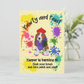 バセットハウンドドッグおもしろいアート誕生日招待状 招待状 (スタンド正面)