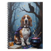 バセットハウンドドッグお洒落ハロウィン絵を描ズ ノートブック (正面)