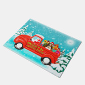 バセットハウンドドッグクリスマスサンタデリバリートラック ドアマット (アングル)