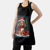 バセットハウンドドッグクリスマスパーティーサンタドッグ恋人 エプロン (インサイチュ)
