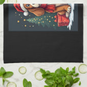 バセットハウンドドッグクリスマスパーティーサンタドッグ恋人 キッチンタオル (折り畳み)