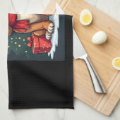 バセットハウンドドッグクリスマスパーティーサンタドッグ恋人 キッチンタオル (四つ折り)