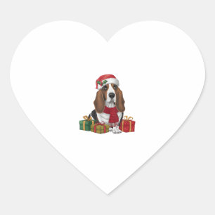バセットハウンドドッグクリスマスパーティーサンタドッグ恋人 ハートシール