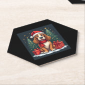 バセットハウンドドッグクリスマスパーティーサンタドッグ恋人 ペーパーコースター (アングル)